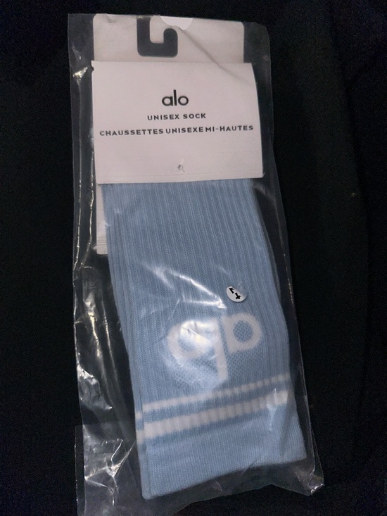 ALO Yoga Other - ALO Yoga Light Blue Ribbed Crew Socks with White Logo